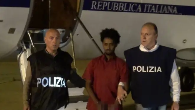 A police photo showed Mered Medhanie arriving on Italian soil