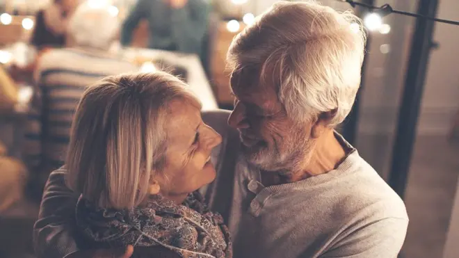 Elderly couple celebrate anniversary