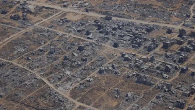 Imagen aérea de Gaza tomada el 6 de agosto de 2025