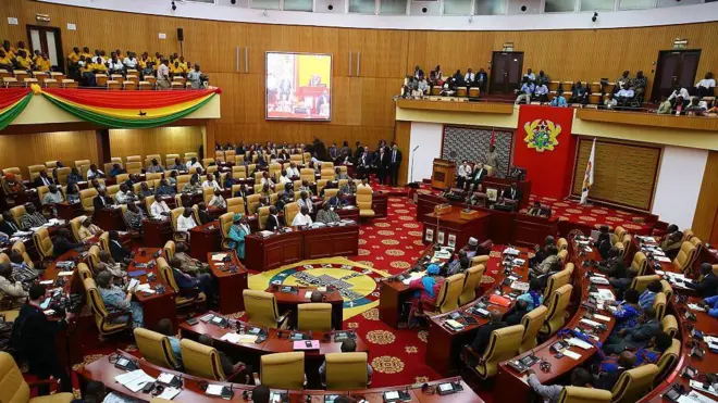 General view of di Parliament of Ghana during Turkish President Recep Tayyip Erdogan visit, for di capital Accra on March 01, 2016.