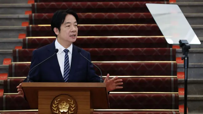台湾总统赖清德上任满一年发表演说