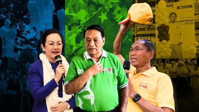 ပါတီဥက္ကဋ္ဌတွေဖြစ်တဲ့ ဒေါက်တာသက်သက်ခိုင်၊ဦးခင်ရီနဲ့ ဦးကိုကိုကြီးတို့ကို သရုပ်ဖော်ထားပါတယ်။