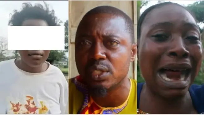 Aworan Afurasi ajọmọgbe naa, baba ọmọ ati iya ọmọ ti wọn ji gbe.