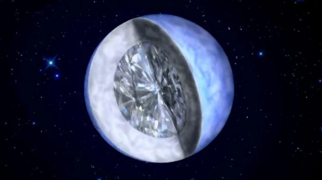 ภาพจำลองดาวแคระขาวที่เย็นตัวลงและตกผลึกกลายเป็นเพชร