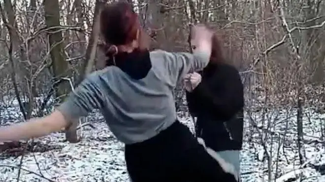 Скріншот відео з побиттям дічинки, яке поширили у соцмережах 