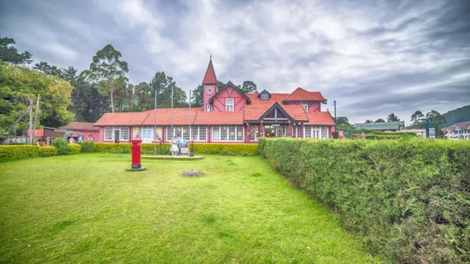 Sri Lanka, Nuwara Eliya: colonial British post office at sunset