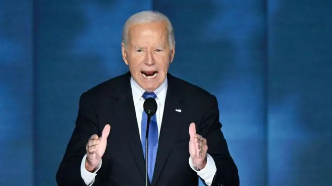 US President Joe Biden addressing Americans