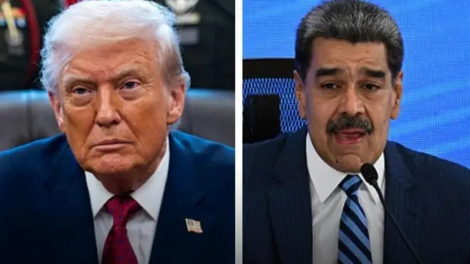 Aarẹ Donald Trump ati Nicolas Maduro, olori Venezuela ti wọn mu