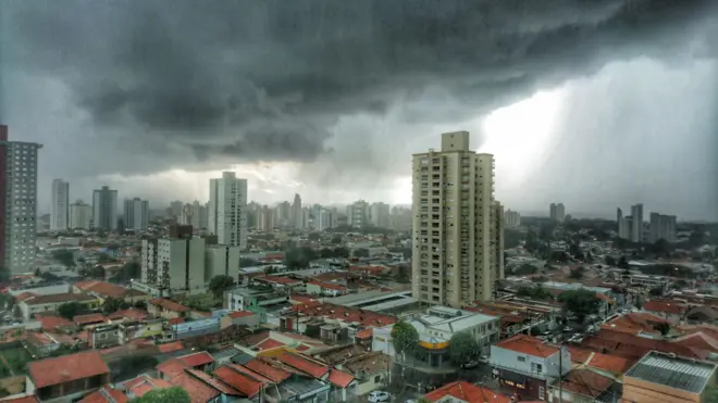 Nuvens com chuva se formando na cidade de São Paulo