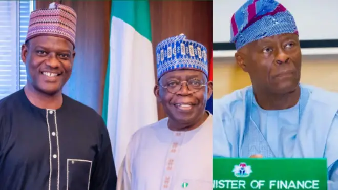 Taiwo Oyedele wọ aṣọ buba pẹlu fila awọn Hausa, Aarẹ Bola Tinubu naa buba pẹlu fila, nigba ti Wale Edun wọ agbada buluu pẹlu fila