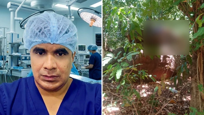 මිය ගිය වෛද්‍ය ප්‍රභාත් දයාරත්න (වම) සහ ඔහුගේ මළ සිරුර හමුවූ ස්ථානය (දකුණ)