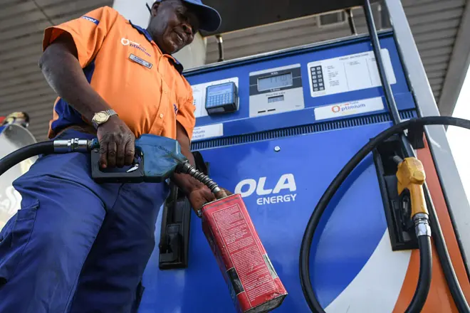 Man pumping fuel in Nigeria