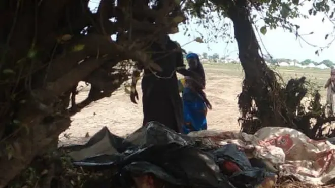 Some of di bodies recovered from di water