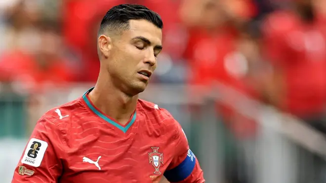 Cristiano Ronaldo agaragara amanjiriwe ubwo Portugal yagwaga miswi na Repubulika ya Demokarasi ya Congo. 