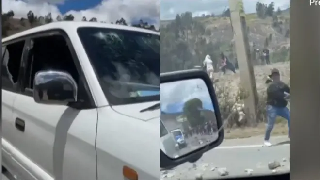 Aworan ọkọ naa ati awọn kan lara awọn to ju okuta lu aarẹ