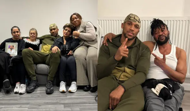 Foto Anthony Joshua na ndị ezinaụlọ Sina Ghami na Latif Ayodele oge ọ gara zute n'ụbọchị Sọnde 4 Jenụwarị, 2026