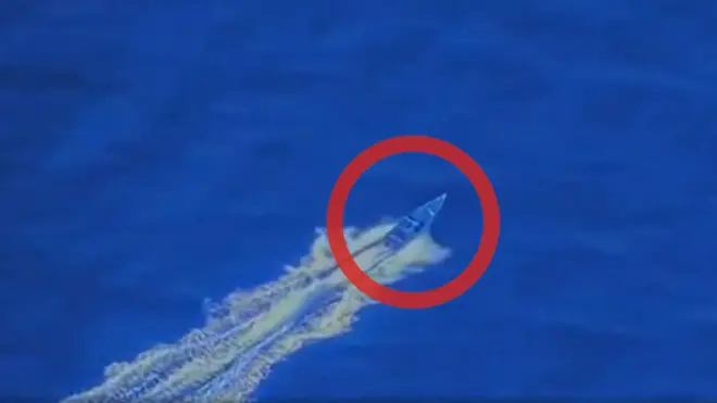 Screengrab from a video that shows a speedboat which President Donald Trump says was attacked in a US strike