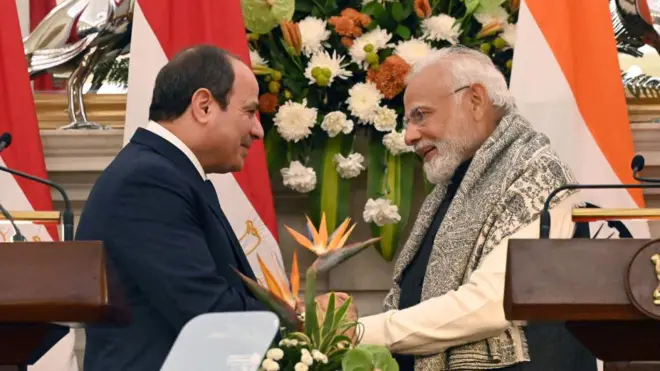 দিল্লিতে প্রেসিডেন্ট সিসি ও প্রধানমন্ত্রী মোদী