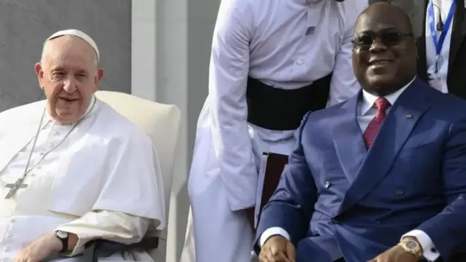 Le pape François et le président Felix Tshisekedi.