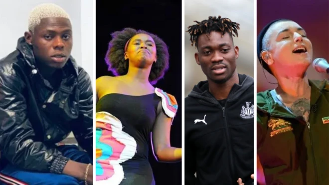 Collage fotos of Mohbad, Zahara, Christian Atsu & Sinéad O'Connor