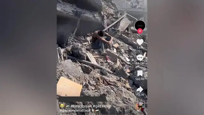 فيديو تيك توك من أحد المدونين الميدانيين في غزة