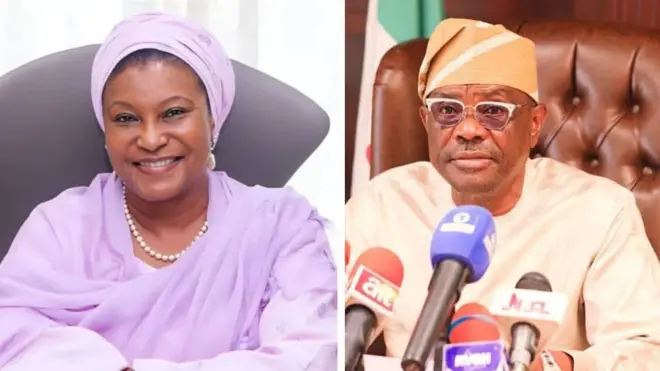 Senator Ireti Kingibe and Nyesom Wike