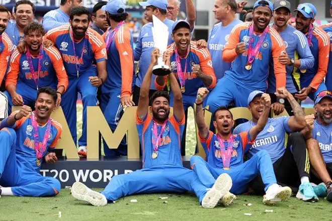 2024 T20 ලෝක ශුරතාවය ජයග්‍රහණය කිරීමට ඉන්දීය කණ්ඩායම (ජුනි 29 වැනිදා) සමත් විය. ඒ දකුණු අප්‍රිකානු කණ්ඩායම ලකුණු 7 කින් පරාජයට පත් කරමිනි.