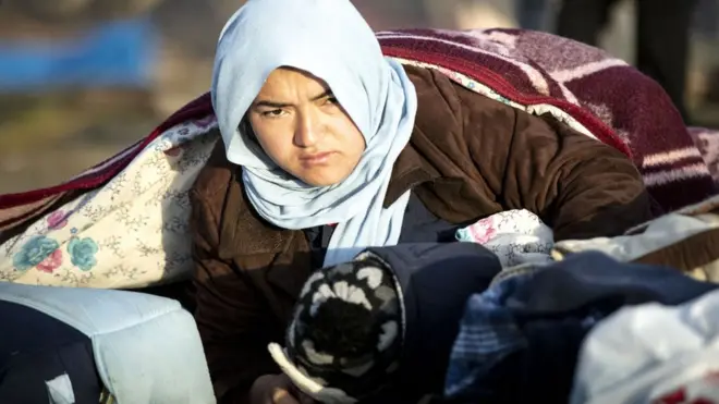Türkiye-Yunanistan sınırındaki bir mülteci