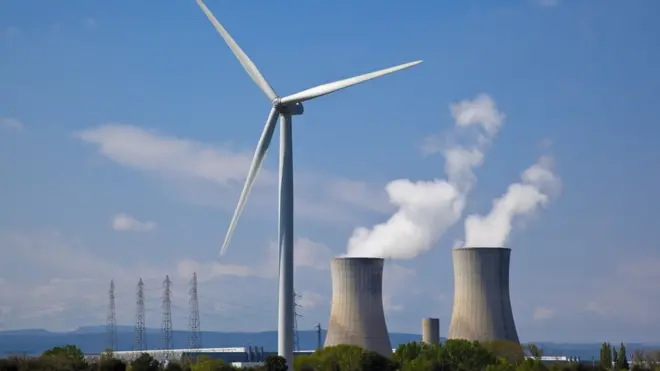 Nuclear station and wind turbine