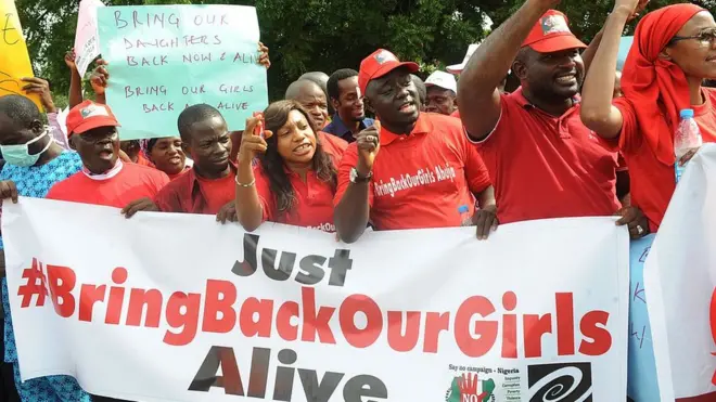 Pipo wey dey do protest on top di Chibok girls mata