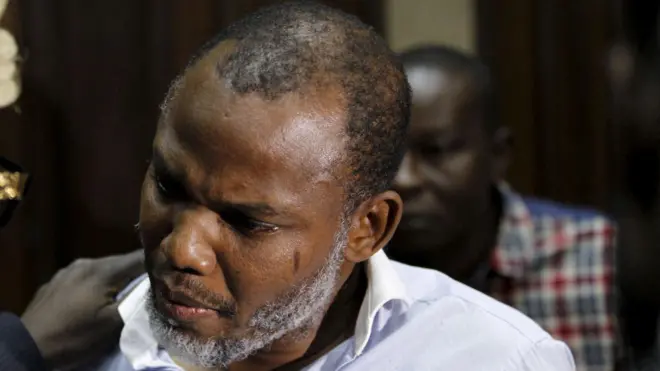 Nnamdi Kanu nọ n'ụlọ mkpọrọ ndị DSS dịka ọtụtụ na-akpo oku ka atọhapụ ya.