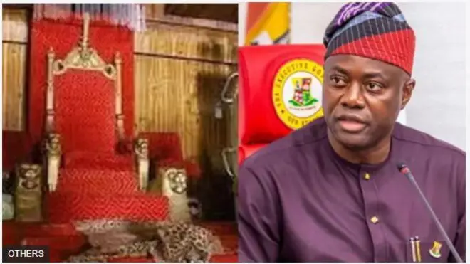 Aworan itẹ Alaafin ati gomina Seyi Makinde
