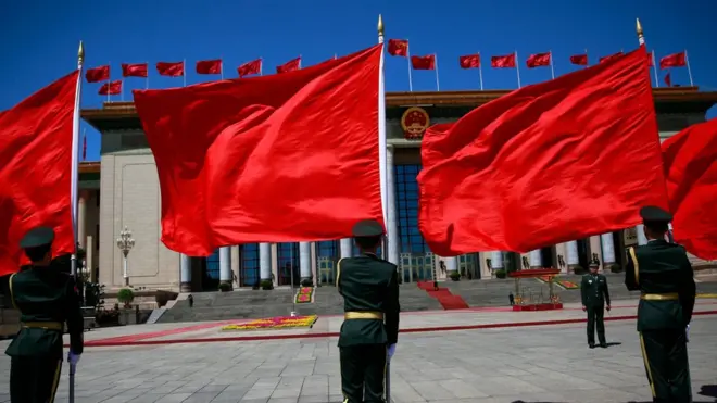 ทหารจีนเตรียมต้อนรับผู้นำที่เข้าร่วมประชุม