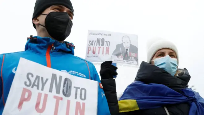 Protesta contra Putin en Kiev, Ucrania
