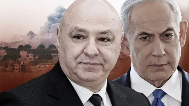 Коллаж из портретов Жозефа Ауна и Биньямина Нетаньяху.