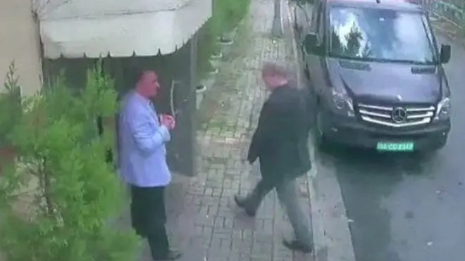 This image appears to show Jamal Khashoggi entering the consulate last week