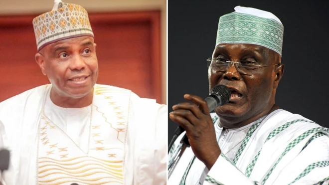 Foto of Aminu Tambuwal and Atiku Abubakar