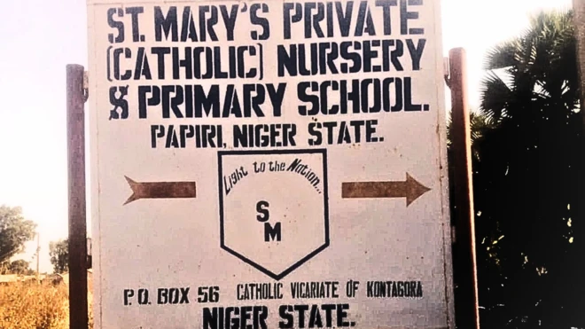 Signpost of St Mary's Primary and Secondary Sachool, Niger State