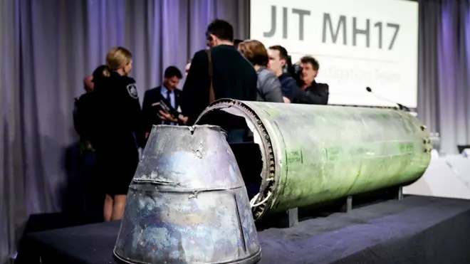 Частина ракети, яка була продемонстрована Об'єднаної слідчою групою, в травні 2018 року