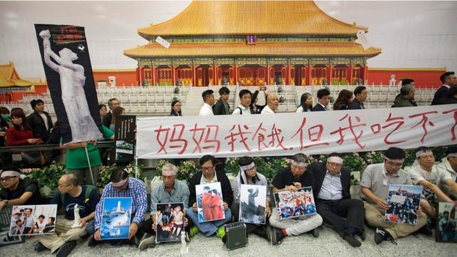 支联会于香港中环车站故宫壁画前集会（9/1/2017）