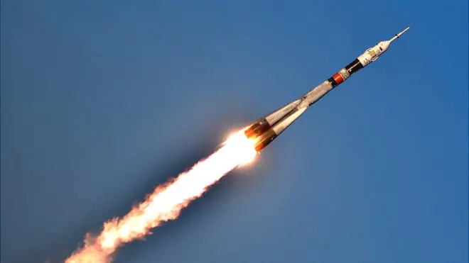 Russia's Soyuz TMA-19M spacecraft shortly after launch carrying the International Space Station (ISS) expedition