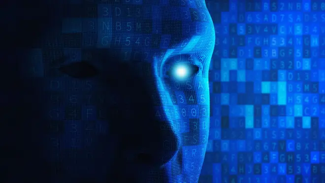 Імітація обличчя робота в синіх кольорах