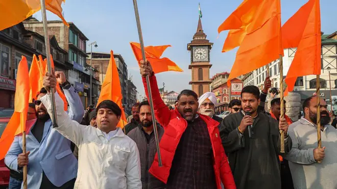 ভারতশাসিত কাশ্মীরের শ্রীনগরে আরএসএস এর পদযাত্রা (ফাইল)