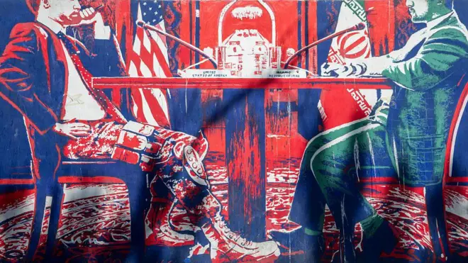 دیوارنگاره مربوط به مذاکرات ایران و آمریکا در تهران