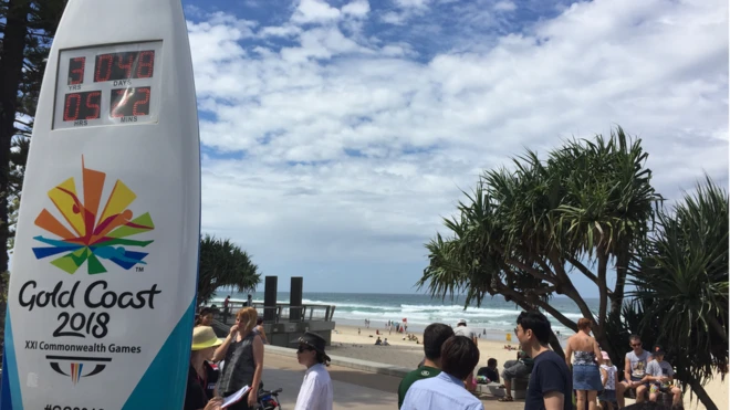 Commonwealth Games signboard for beach.