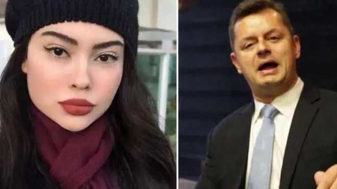 Montagem de fotos mostra Mariana Ferrer e o advogado Cláudio Gastão da Rosa Filho