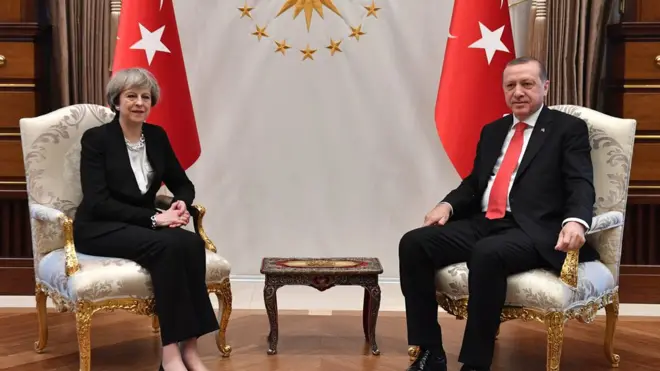Прем'єр-міністр Британії Тереза Мей із президентом Туреччини Реджепом Таїпом Ердоганом