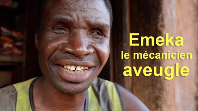 Emeka Abugu est un mécanicien de 37 ans qui est devenu aveugle à cause d'une rougeole non traitée dans son enfance.