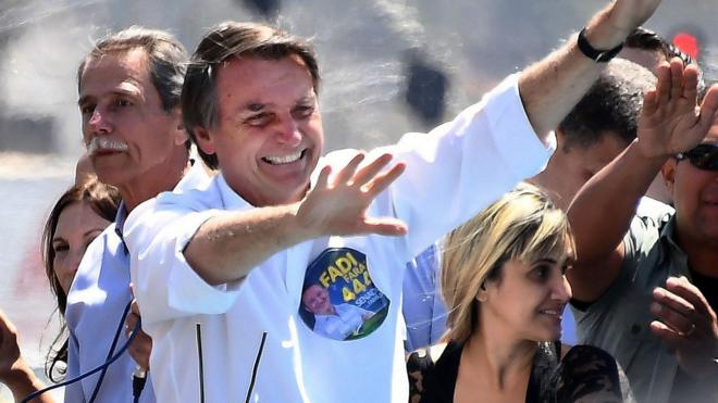 File photo: Jair Bolsonaro gestures during a campaign rally