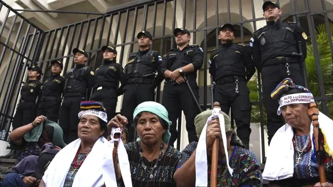 Indígenas guatemaltecas en una protesta.